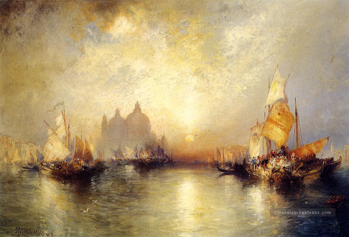 Entrée du Grand Canal Venise 2 paysage marin Bateau Thomas Moran Peintures à l'huile